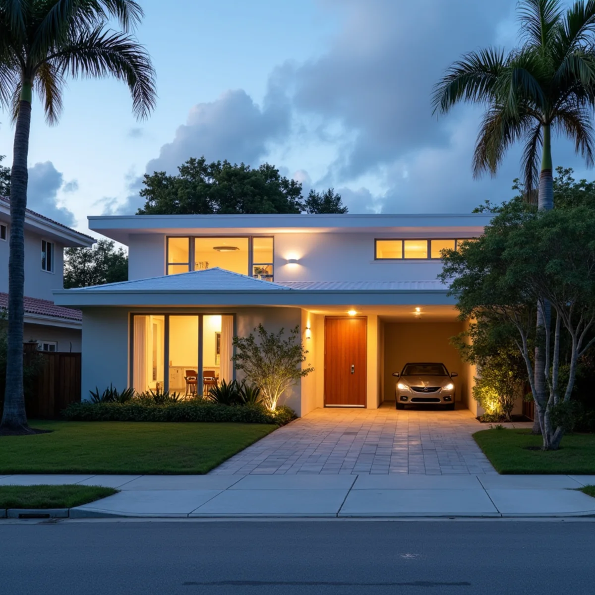 Mid-century modern home with low-slope roof near downtown Fort Lauderdale, FL